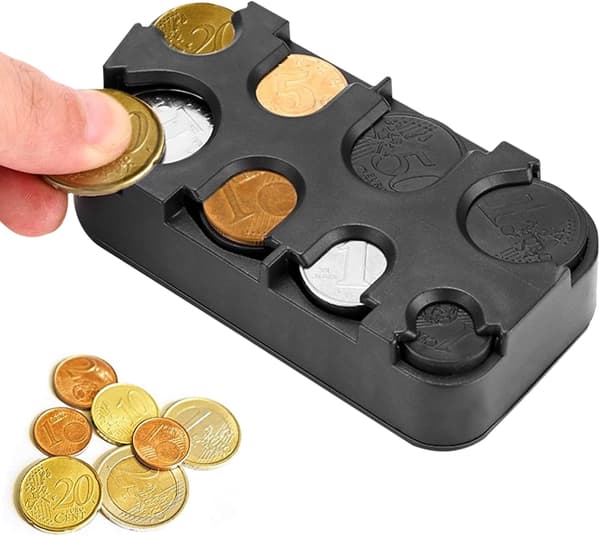 Bil Møntholder, Euro/Dollar Møntdispenser Opbevaringsboks - SORT