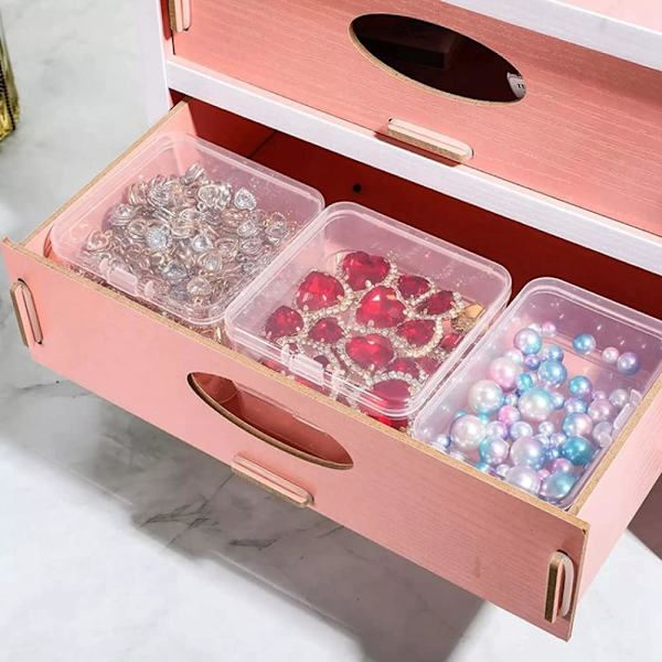 Transparent plast fyrkantig förvaringslåda med lock (6,4 x 6,4 cm) 15 stycken