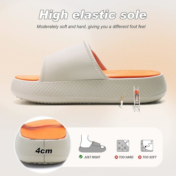 Badsandaler Damtofflor Molnskor Herrsommar Mysiga Slides Cloudyzz Tofflor Halkfria（vit orange） White Orange