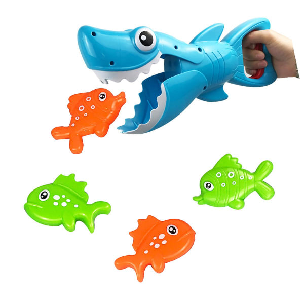 Baby Bathub Leksaker Shark Grabber med tänder Bitande Action Inkluderar 4 Toy Fish Bad Leksaker