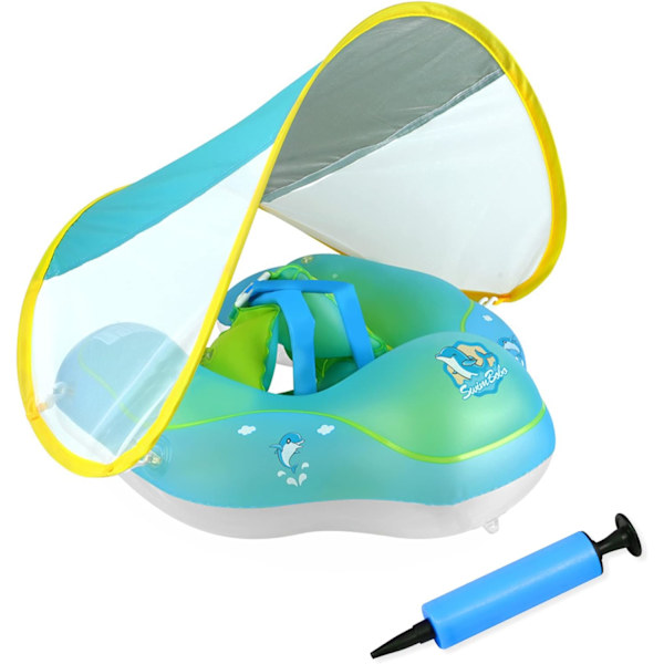 Baby simring med solskydd, justerbar uppblåsbar baby simring med luftpump, XL xl