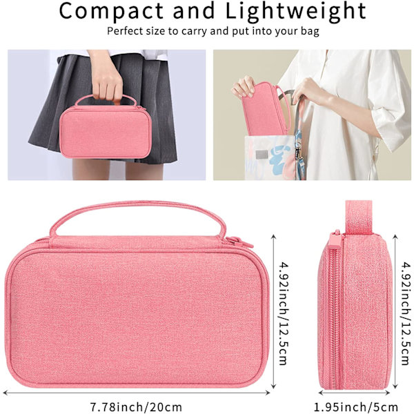 Kabelväska, stor elektronisk väska, arrangör för elektroniska tillbehör, reseväska för kabel, USB-powerbank（Rasa） pink