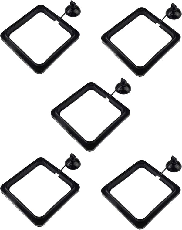 5 STK Akvariefisk Fodringsring Flydende Foderautomat, Firkantet Form, Sort