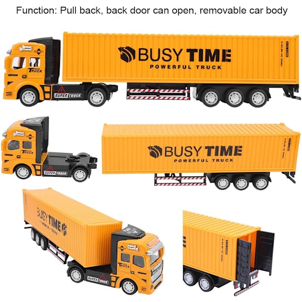 1:48 Legering Container Truck Modell Leksak Hög Simulering Fordon Släpvagn Modell Leksak (Gul) yellow