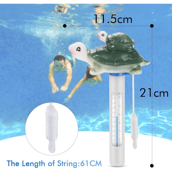 Flytande pooltermometer, simbassängtermometer med rep, tecknad stil vattentermometer