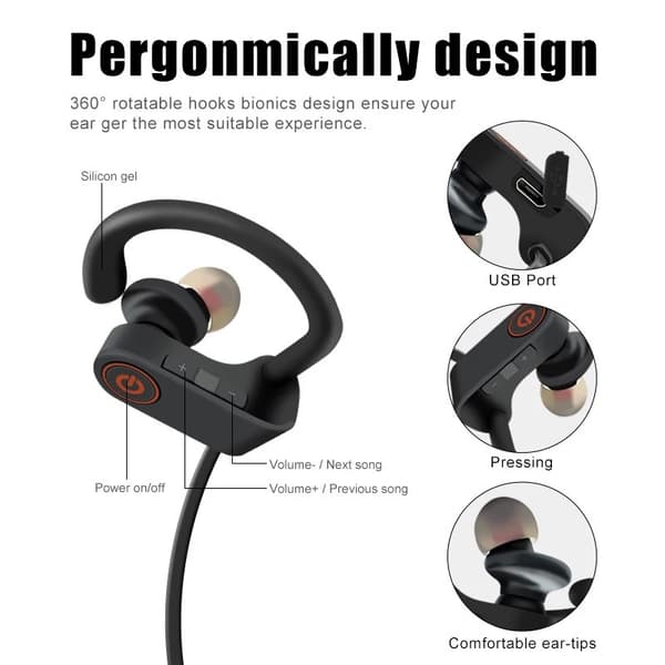 Headset stereo Bluetooth headset, løbende støjreduktion 5.0 trådløst headset