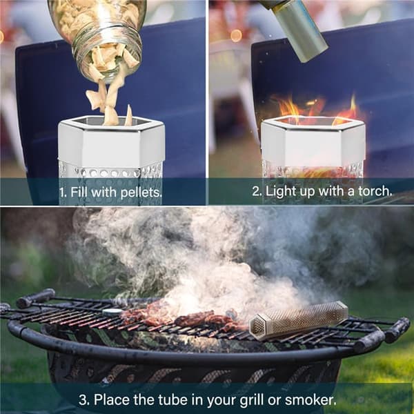 Sekskantet pille-rygerør, 12\" pille-rygerør i rustfrit stål til pille-ryger