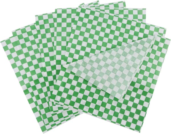 100 ark 28x26 cm engangs delipapir hamburgerindpakningspapir (grønternet)