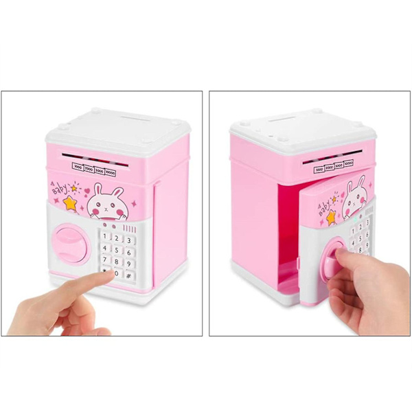 Elektronisk spargris Mini ATM Lösenord Mynt Sparbössa Barnleksaker Presenter pink