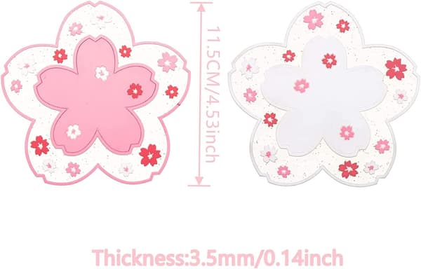Kirsebærblomster Silikone Coasters til Cafe Bordmåtter Holdbare Skridsikre Dækkeservietter Sæt med 4