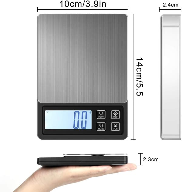 Digital köksvåg USB-laddning, 3000gx0.1g köksvåg, LCD-display
