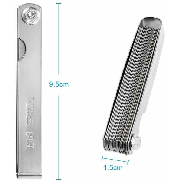 Følermål, 32 blade ventilshimsæt i rustfrit stål, metrisk/imperial markering, til måling af spaltebredde, til motor/tændrør/ventiler.