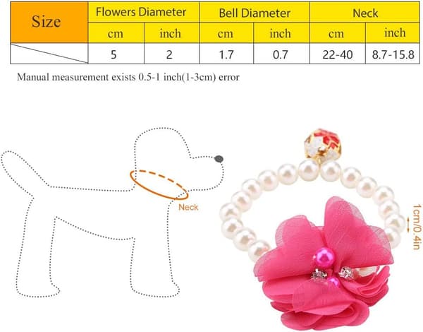 Elastisk kjede for hund og katt til valpehalsbånd Rose red