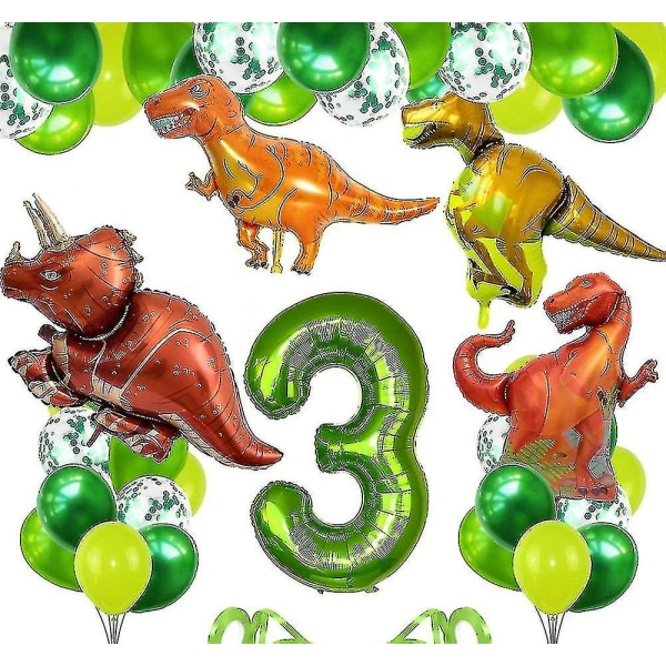 Dinosauriefolieballongbakgrundsdekoration Födelsedagsfesttillbehör (nummer 3) 31 st 3