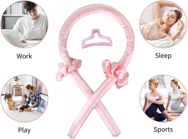 Damer Sovskum Svamp Stora Våg Värmefri Curling Iron (Rosa)  1 st