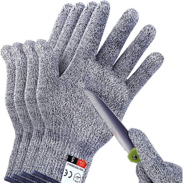 2 par (M+L) Skärbeständiga handskar Nivå 5 Skydd för kök, Uppgradera Säkerhet Anti-Skärhandskar