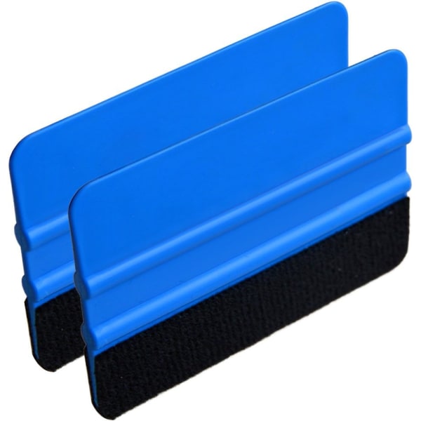 Bilfolieskrapa med filtskrapa Bilfolietillbehör (blå) 2 stycken