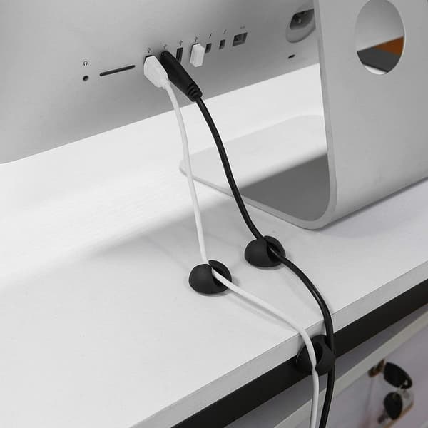 6-pak holdbare kabelclips, multifunktionel kabelholder (hvid+brun+sort)