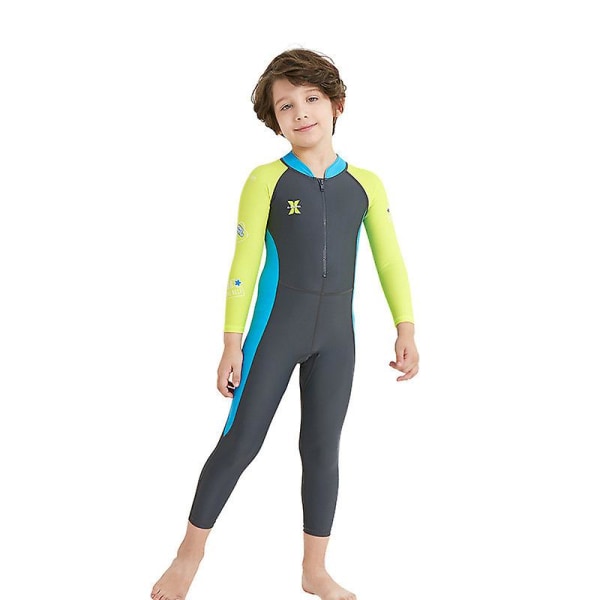 Barnbaddräkt Långärmad dykardräkt Badkläder Helkroppssurfing våtdräkt UV-skydd, S storlek Dark Gray s