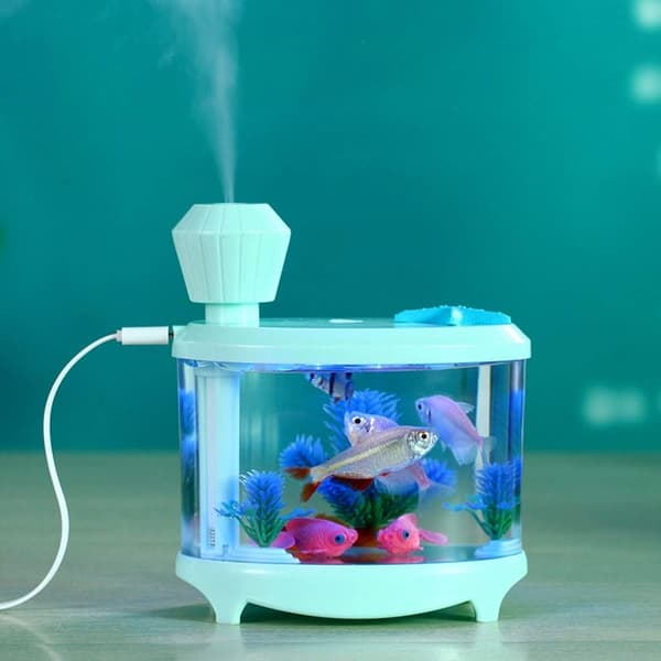460ML Ultralyds aromaterapi luftrenser i akvariestil USB-forstøver med LED-natlys (blå) blue