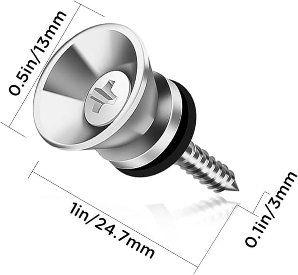 12 stk. 2,3x1,2 cm guitarremknap med sæt, remlås, solide metalender (sølv) Silver
