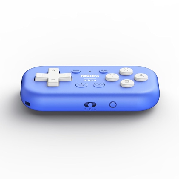 Micro Bluetooth Gamepad - Fickstorlek Mini-kontroller för Switch, Android och Raspberry Pi, Stödjer tangentbordsläge (Blå) Blue