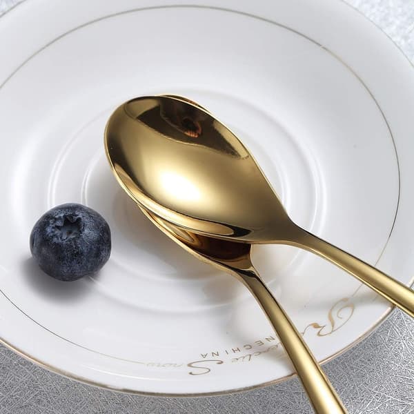 5,5 tommer mini kaffeske i rustfrit stål køkkenbestik 12 stk (guld) gold