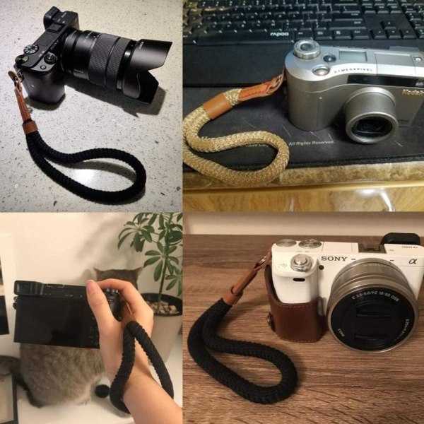 Paket med 2 kamera handledsrem, bomullskamera handledsrem, justerbar kamerarem