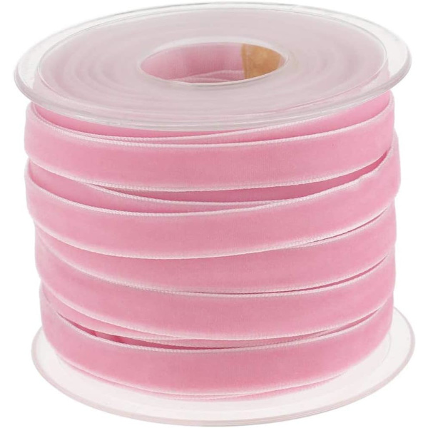 20 meter 10mm bred sammetsband rulle för hantverksdekoration - Rosa Pink