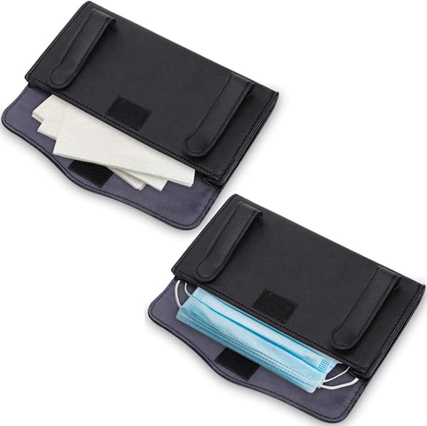 2 STK Bil Solskærm Tissueboks, Læder Bil Solskærm Tissue Clip Holder (sort) Black