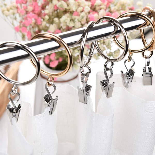 25-pack rostfria tunga duschdraperiklämmor festklämmor för festbelysning (silver)