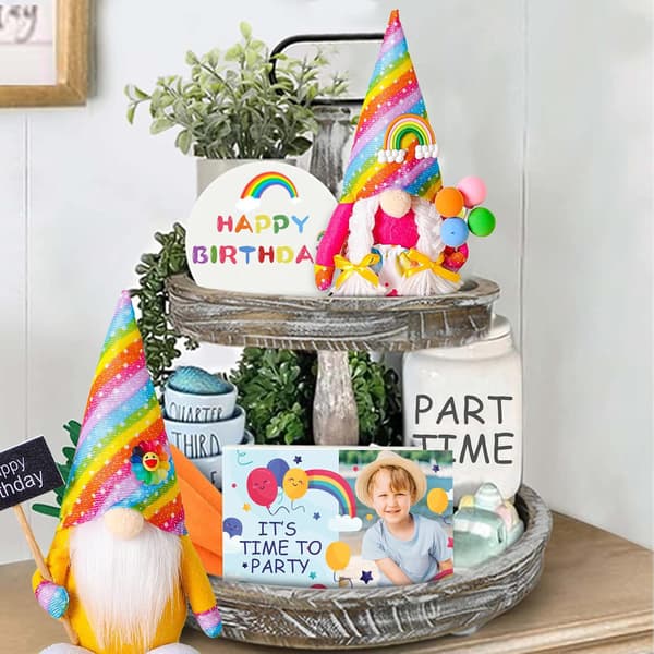 PlushGnomeFargerik dukke Hjemmetilbehør Nisse Dvergpynt - 2 stk