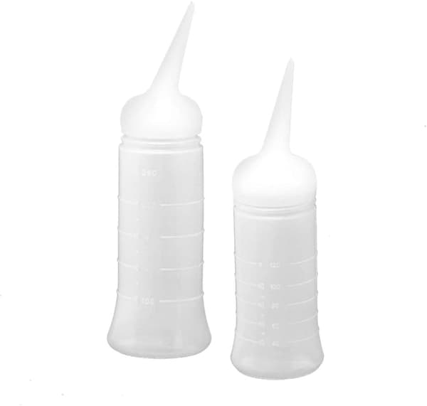 2 st plastapplikatorflaskor med vinklad spets tomma skalaapplikatorflaskor kläm