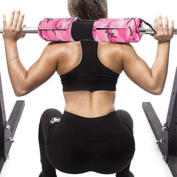 Skivstångsplatta stannar på plats Säker, tjock kudde för bekväma knäböj utfall Glute Bridges（rosa） Pink