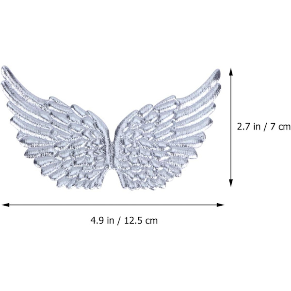 3D-vingar lappkläder dekal 13,5 cm DIY-hantverksdekoration (silver) 12 stycken Silver