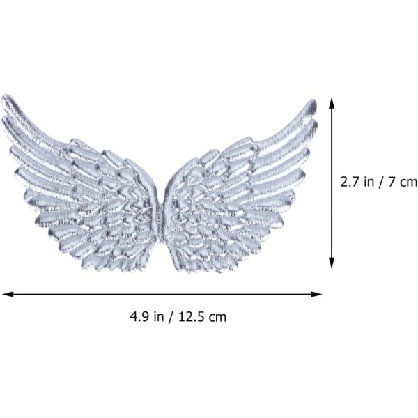 3D Wings Patch kläddekor 13,5 cm DIY Craft Dekoration (vit + silver) 12 delar White + Silver
