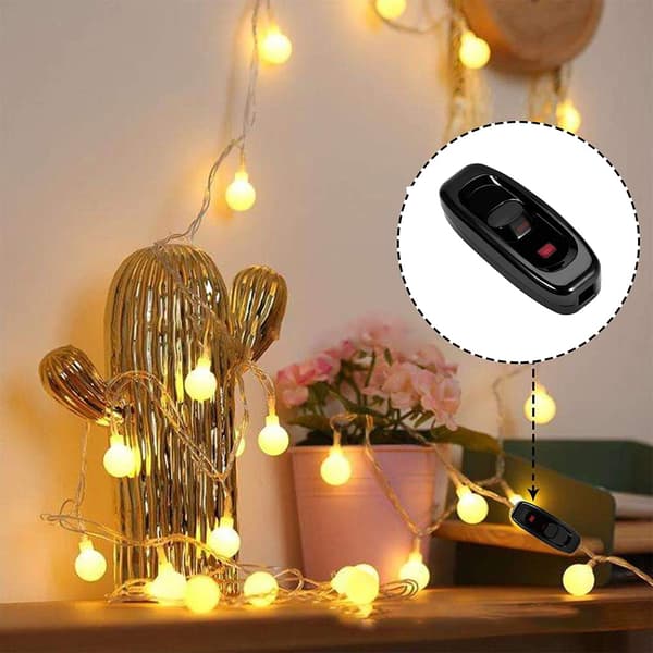 2 stk. Inline-afbryder Lavprofil Torpedo-afbryder AC 250V 10A til sengelampe skrivebordslampe (sort) black