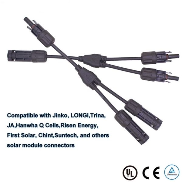 1 par solarkabel Y-kabel solarkabel Y-kontakt MMF/FFM Y-grenkontakt fotovoltaisk
