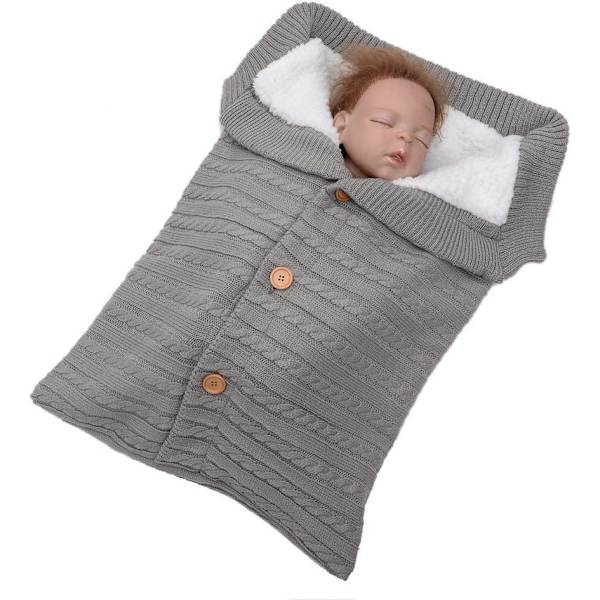 Utomhus baby barnvagn knapp sovsäck (ljusgrå) 1 st light gray