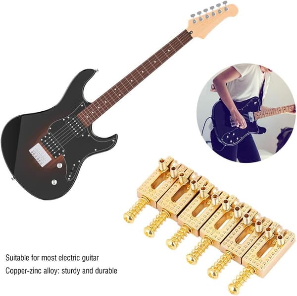 6 st gitarrstallar elektrisk gitarr rullbro stall tremolo stallar för 6 strängar Tele elektrisk gitarr（guld） gold