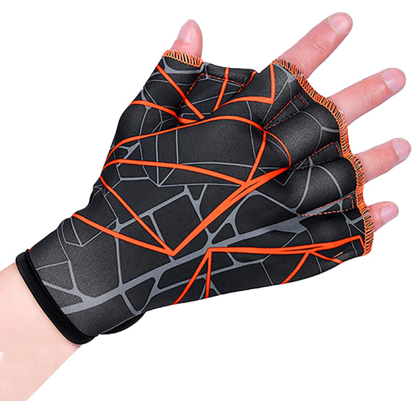 Nylon simhandskar för simning, vattenträning, handfenor, stora Orange l