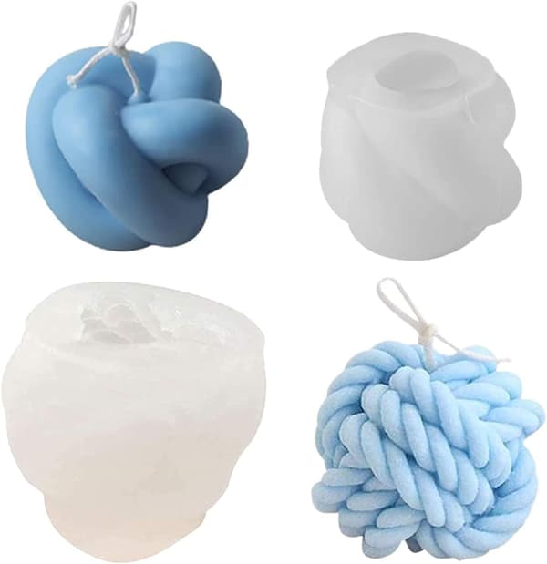 2 st Ljusformar Garnboll och Knut Ljusformar Tvålfabrik DIY Form