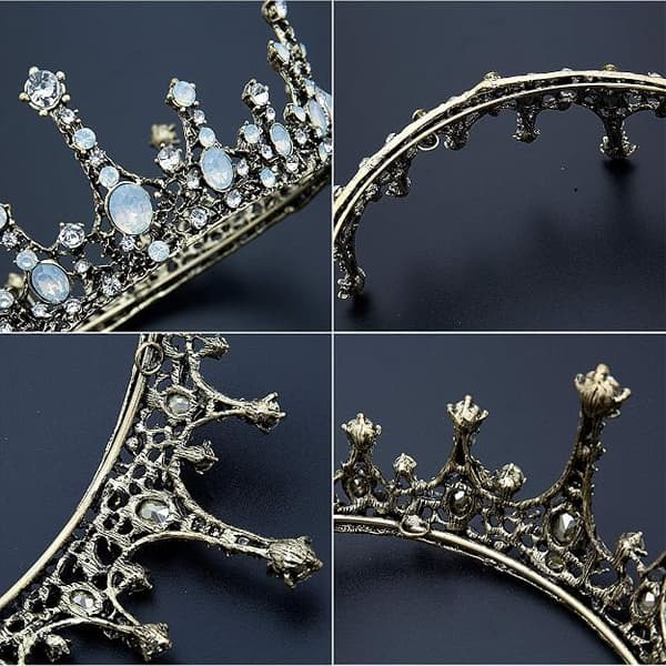 Tiara Princess, Rosegull, Rhinestone Barokk Dronningkrone for Bryllup, Skjønnhetskonkurranse, Fest
