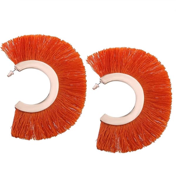 Øreringe med kvast i vifteform til kvinder Statement Øreringe Fest Smykkegave (orange)
