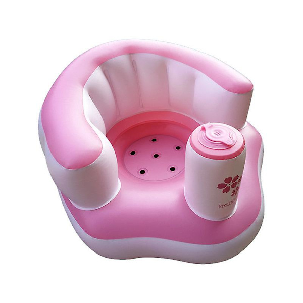 Baby Learning Seat Multifunktionell Uppblåsbar Säte Baby Support Seat, Vit+Rosa Color 2