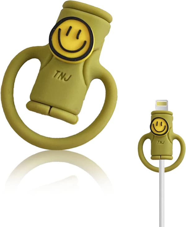 2-i-1 Datakabelbeskyttelse, Sød Silikone Datakabelopruller, Universal Mini Data (Smil Grøn) color 2