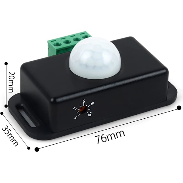 12V 24V PIR-sensor LED rörelsesensorbrytare rörelsetimerfunktion skyltkontroll PIR-styrenhet lämplig för 5630/3014/5050/5730 Ect enfärgad LED-remsa