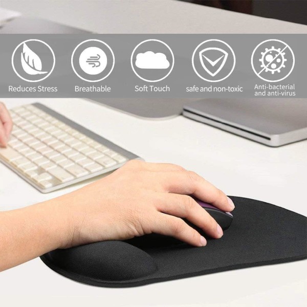Ergonomisk musmatta handledsstöd mus tangentbord handledsstöd set halkfri matta musmatta handledsstöd för kontor dator bärbar dator svart