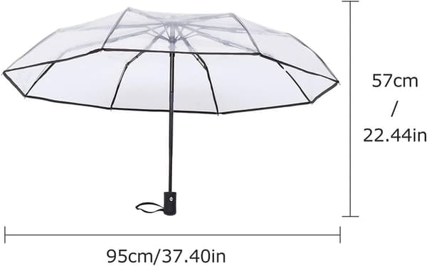 Fuldautomatisk gennemsigtig foldbar paraply (sort) 1 stk. Black