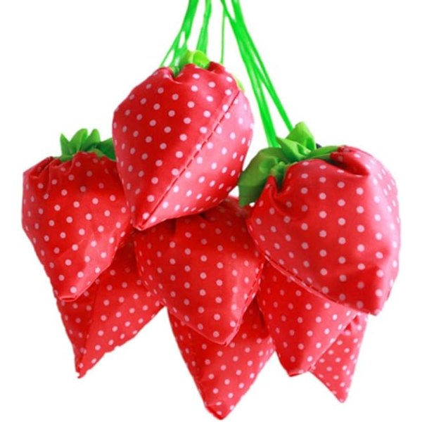 10 st återanvändbar hopfällbar shoppingväska Strawberry Tote Utsökt och hållbar (slumpmässig färg)